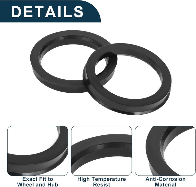 TUCKBOLD Car Wheel Hub Centric Rings Durable Wheels Center Shaft Shock Absorbing Hubrings Black 2 Pcs OD 78.1mm to ID 60.1mm Polycarbonate - Image 5